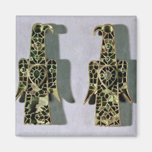 Pair of Eagle-Shaped Brooches (metal and enamel) Magnet