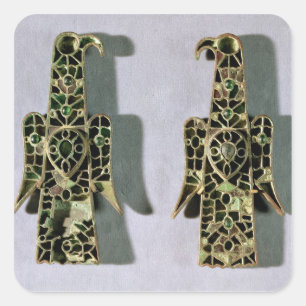 Pair of Eagle-Shaped Brooches (metal and enamel) Square Sticker