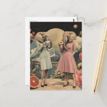 pair of elephant ladies Surreal breakfast collage