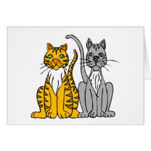 Pair of Funny Cartoon Alley Cats Whimsical
