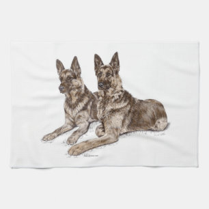 Pair of German Shepherd Dogs Kitchen Towel