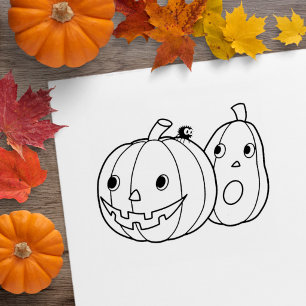 Pair of Halloween Pumpkins Rubber Stamp
