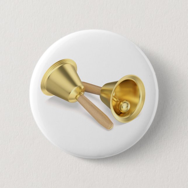 Pair of handbells with wooden handles 2 inch round button (Front)