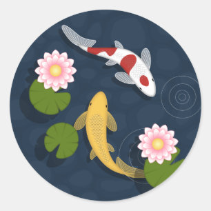 Pair of Japanese Koi Fish Classic Round Sticker