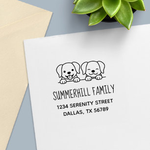 Pair of Labrador Dogs Peeking Family Address Self-inking Stamp