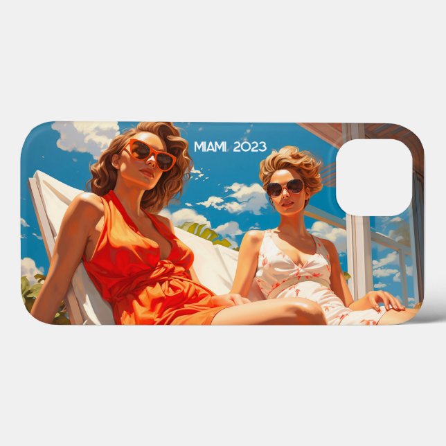 Pair of ladies on a Miami sun deck Case-Mate iPhone Case (Back (Horizontal))