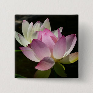 Pair of Lotus Flowers II 2 Inch Square Button