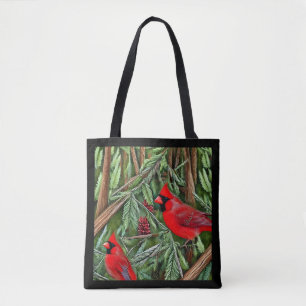 Pair of Majestic Wild Red Cardinals Tote Bag