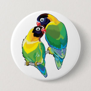 pair of masked lovebirds 3 inch round button
