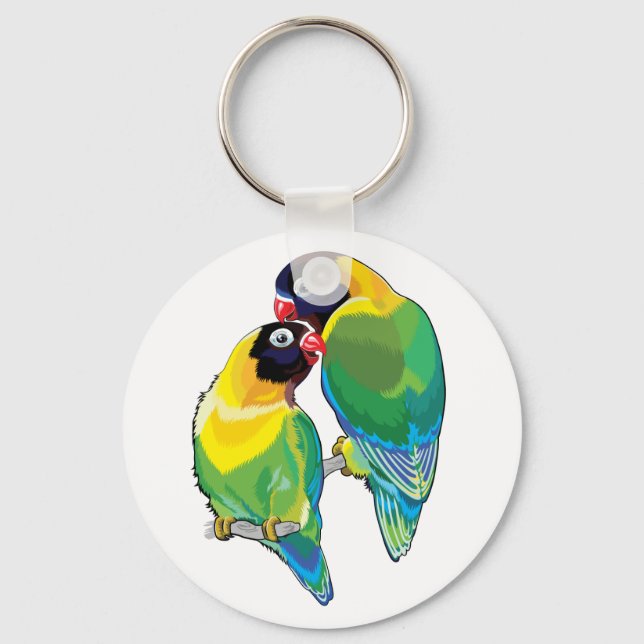 pair of masked lovebirds keychain (Front)