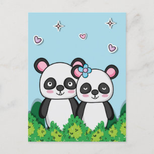 Pair of Pandas Holiday Postcard