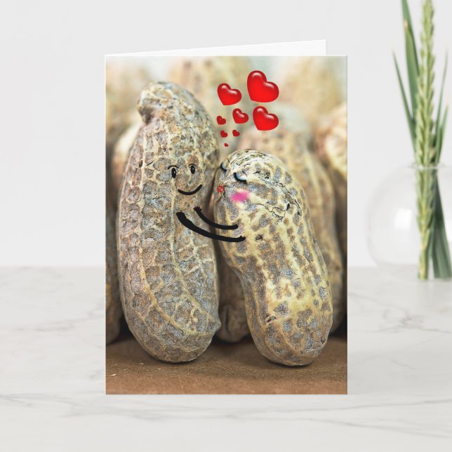 pair of peanuts hugging for anniversary card (Front)