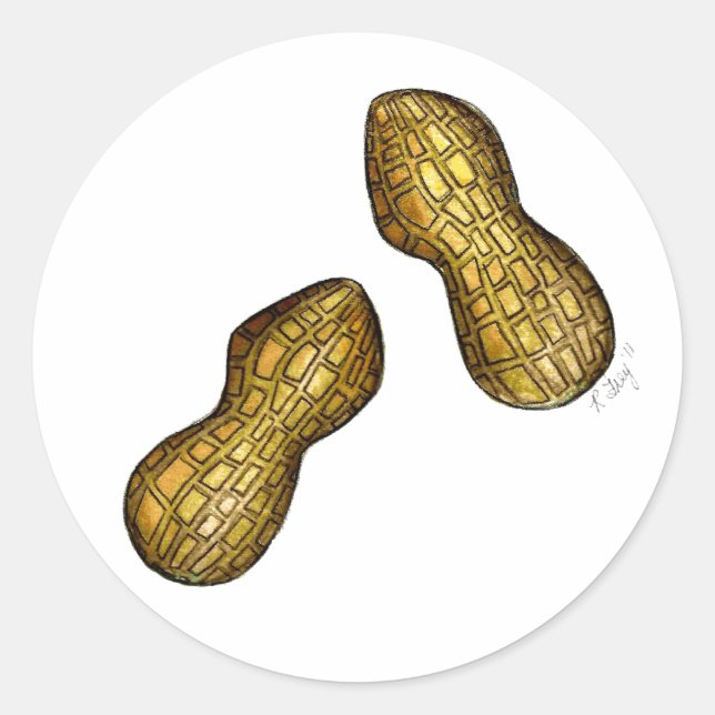 Pair of Peanuts Nutty Ballpark Peanut Shell Nut Classic Round Sticker (Front)