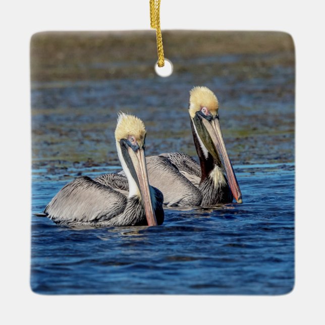 Pair of Pelicans Ceramic Ornament (Front)
