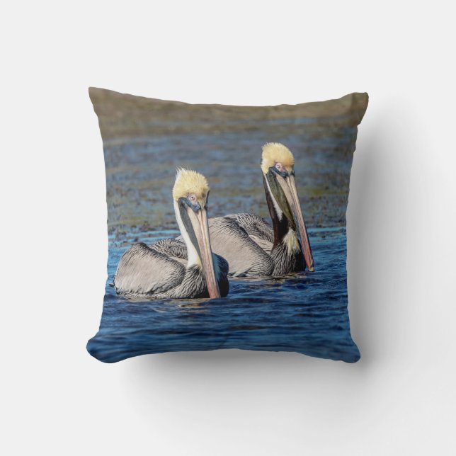 Pair of Pelicans Throw Pillow (Front)