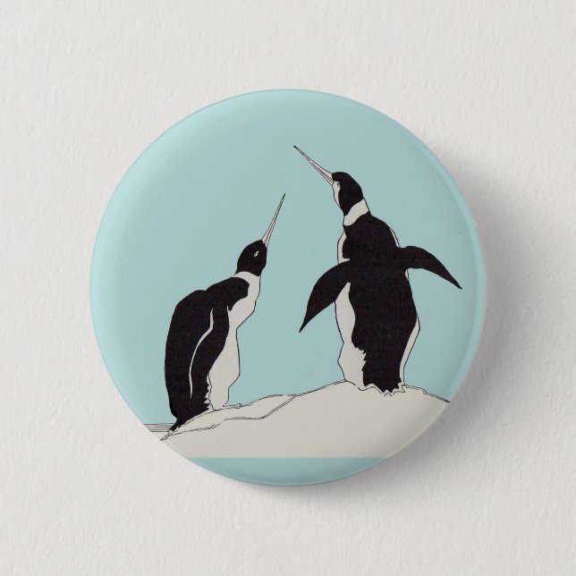 pair of penguins 2 inch round button (Front)