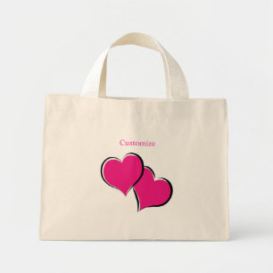 pair of pink hearts mini tote bag