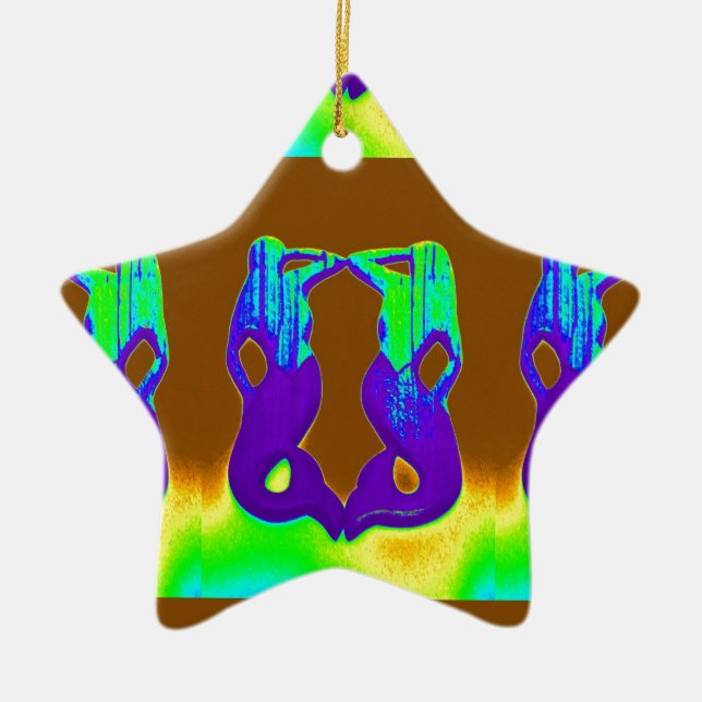 pair of purple mermaids ceramic ornament (Front)