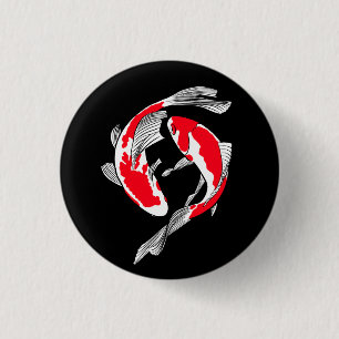 Pair of red japanese koi 1 inch round button
