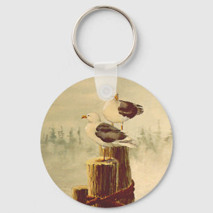 PAIR of SEAGULLS by SHARON SHARPE Keychain