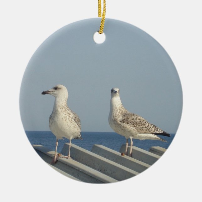 Pair of Seagulls Ceramic Ornament (Front)