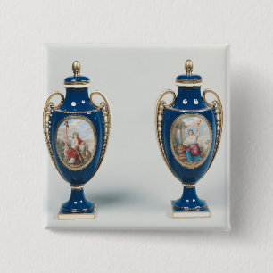 Pair of Sevres vases decorated with allegorical 2 Inch Square Button