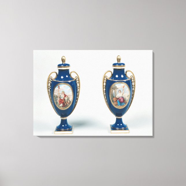 Pair of Sevres vases decorated with allegorical Canvas Print (Front)