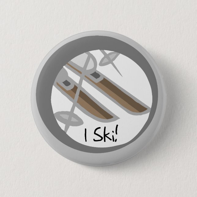 Pair of Skis I Ski T-shirts and Gifts 2 Inch Round Button (Front)
