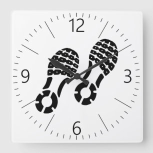 Pair of sportive shoesprint square wall clock