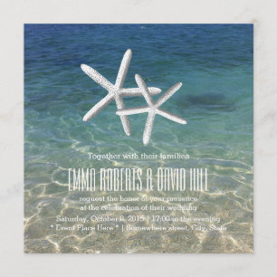 Pair of Starfish Tropical Beach Wedding Invitation