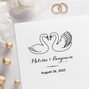 Pair of Swans Save the Date Wedding Anniversary Rubber Stamp