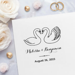 Pair of Swans Save the Date Wedding Anniversary Self-inking Stamp