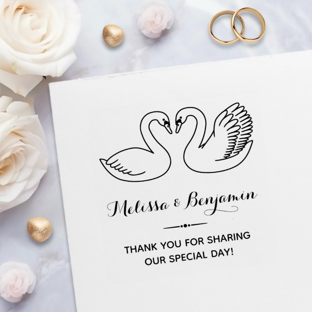 Pair of Swans Wedding Anniversary Thank You Self-inking Stamp (Creator Uploaded)