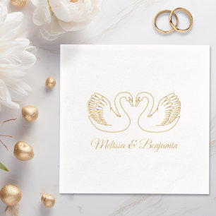 Pair of Swans Wedding Anniversary V3 Foil Napkins