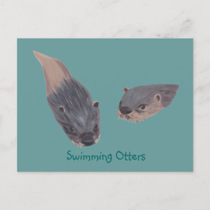 Pair of Swimming Otters Postcards