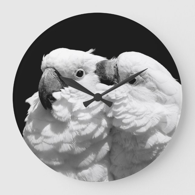 Pair of umbrella cockatoos large clock (Front)
