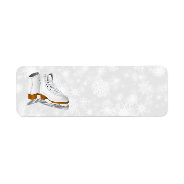pair of white ice skates address labels (Front)