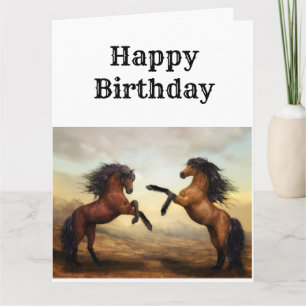 pair of wild horses   card