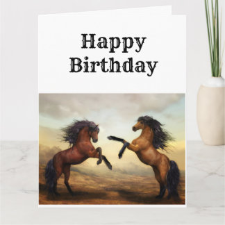 pair of wild horses   card