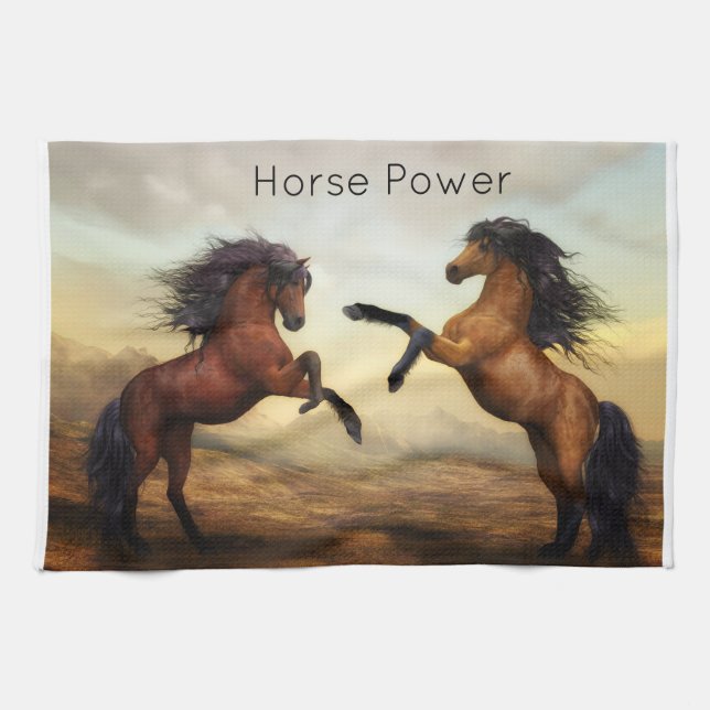 pair of wild horses  kitchen towel (Horizontal)