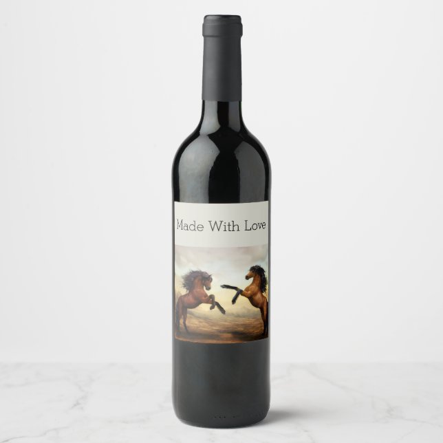 pair of wild horses  wine label (Front)