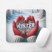 Pair of Winter Gloves With Snow Scene