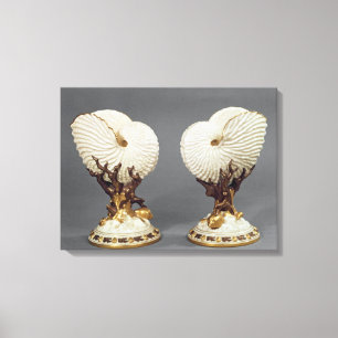 Pair of Worcester vases shaped as Nautilus Canvas Print