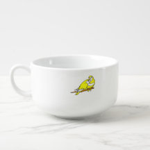 Pair of Yellow Love Birds Soup Bowl
