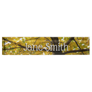 Pair of Yellow Maple Trees Autumn Nature Nameplate