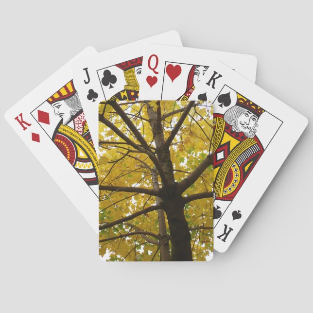 Pair of Yellow Maple Trees Autumn Nature Playing Cards (Back)