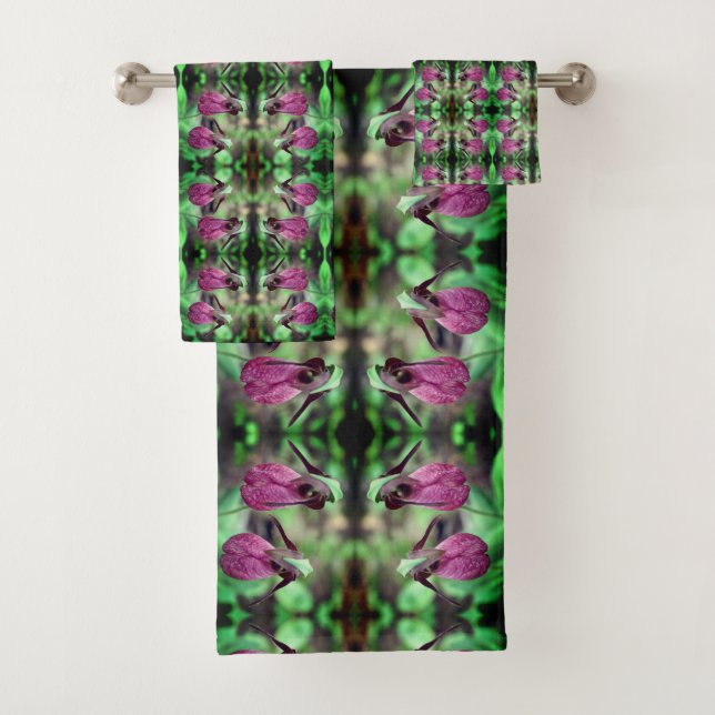 Paire Abstraite Pink Lady Slipper Orchid (En situation)