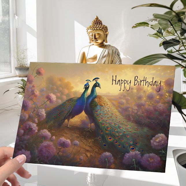 Paire de beaux paons Carte d'anniversaire (Créateur téléchargé)
