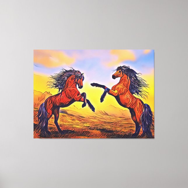Paire de Chevaux Peinture Toile Imprimer (Recto)