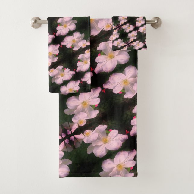 Paire de Fleurs Clematis Blanches Motif Floral Abs (En situation)